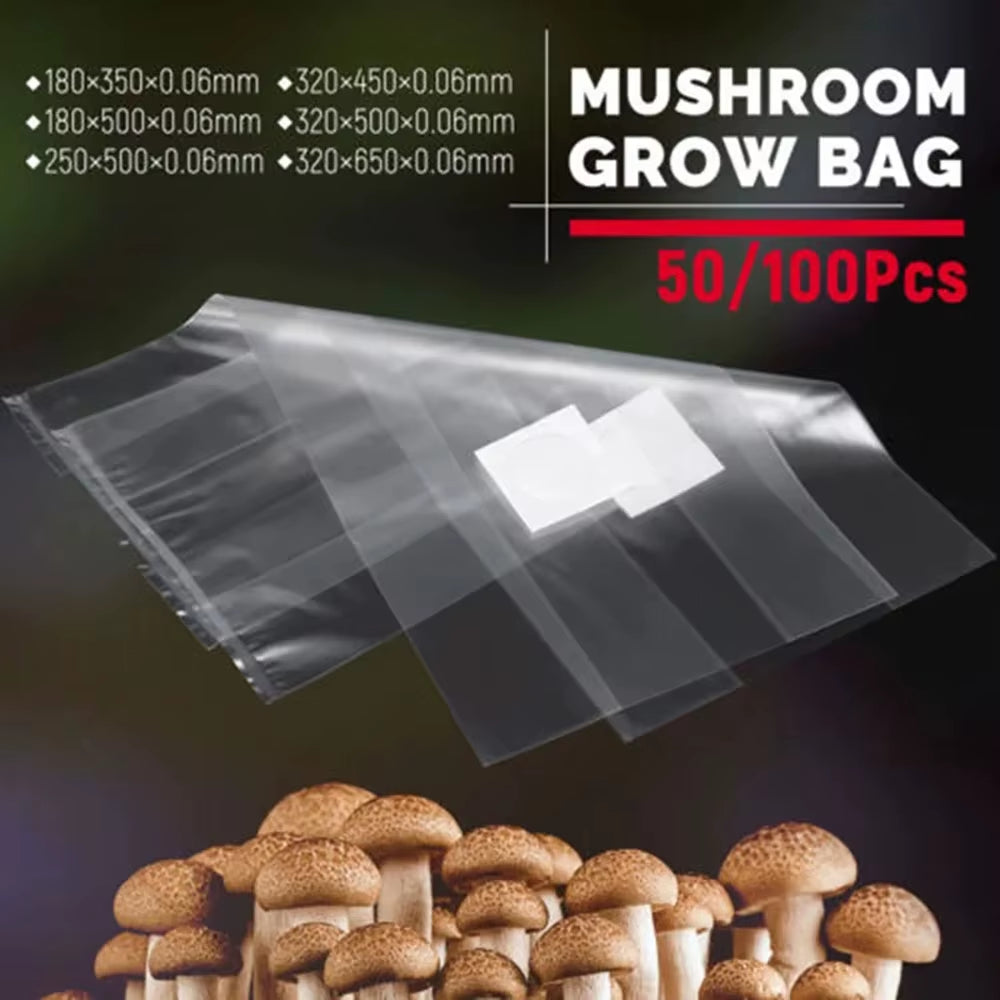 Mushroom Spawn Grow Bag PVC Substrate High Temp Pre Sealable Garden Supplies for Fungus Planting Ventilate Bags Garden Supplies