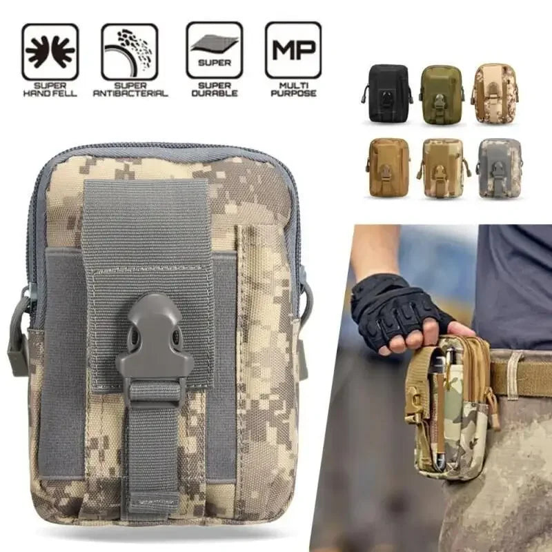 Nylon Molle Pouch Belt Waist Pack Bag Outdoor Phone Pocket Waist Fanny Pack EDC Tool Bag for Outdoor Sports Running Hiking