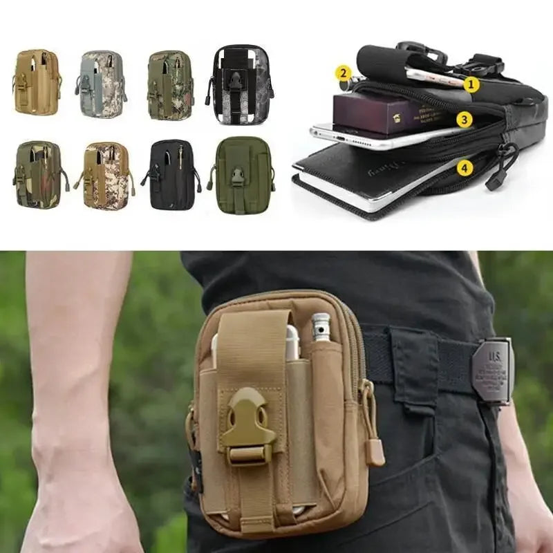 Nylon Molle Pouch Belt Waist Pack Bag Outdoor Phone Pocket Waist Fanny Pack EDC Tool Bag for Outdoor Sports Running Hiking