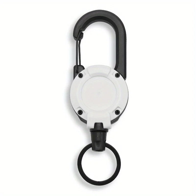 1pc Steel Wire Rope Retractable Pull Reel Carabiner Key Chains Buckle Spring Key Holder Outdoor Sporty Keychain Multiple Tool