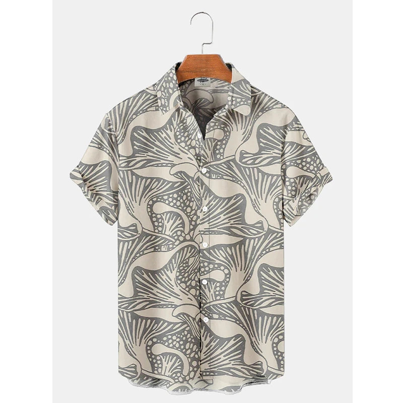 Mushroom Graphic 3D Print Men's Shirt Summer Aloha Hawaii Shirts