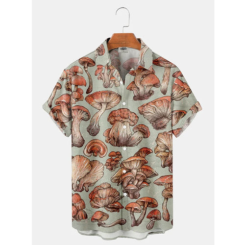 Mushroom Graphic 3D Print Men's Shirt Summer Aloha Hawaii Shirts