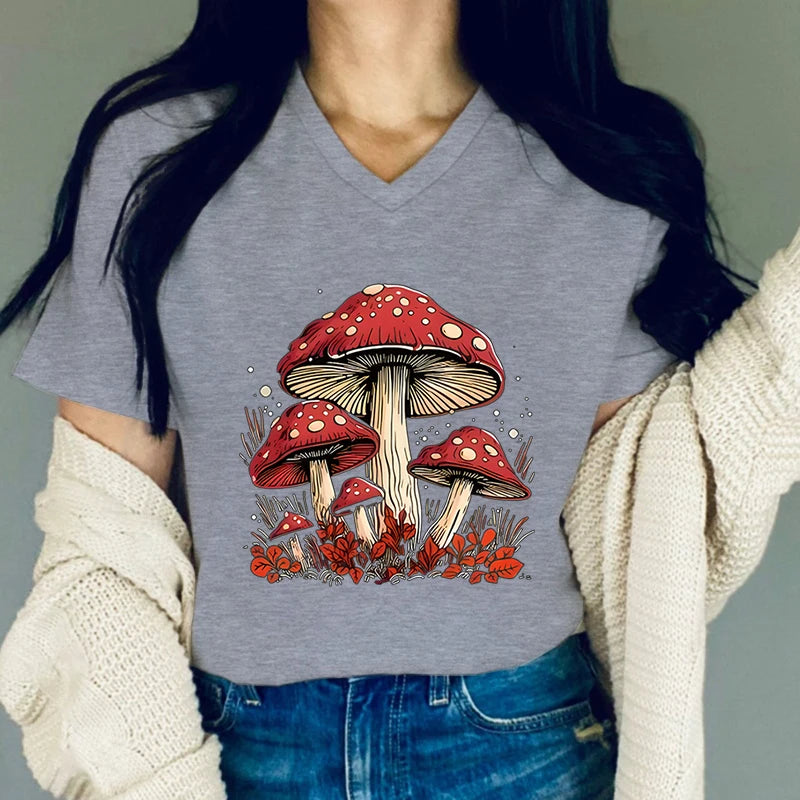 Women's Clothing Mushroom Graphic T Shirts Women Funny Vintage Print