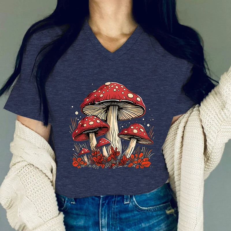 Women's Clothing Mushroom Graphic T Shirts Women Funny Vintage Print