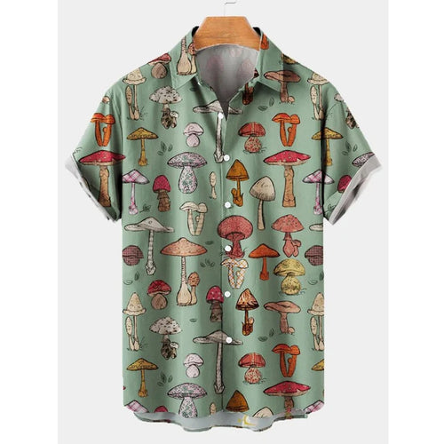 Mushroom Graphic 3D Print Men's Shirt Summer Aloha Hawaii Shirts