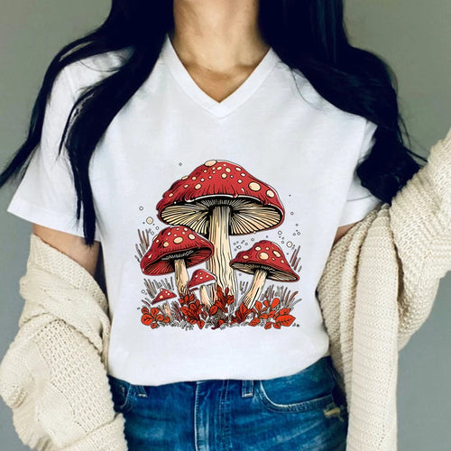 Women's Clothing Mushroom Graphic T Shirts Women Funny Vintage Print