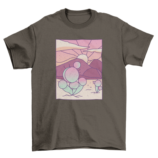 Cool geometric style desert landscape illustration t-shirt