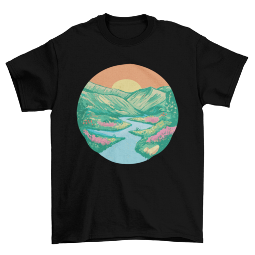 Sunrise landscape nature painting t-shirt