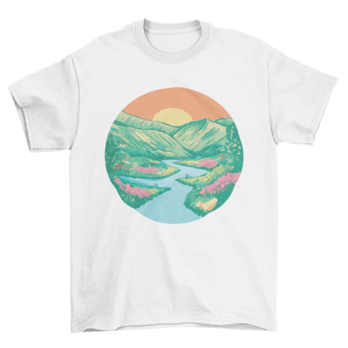 Sunrise landscape nature painting t-shirt