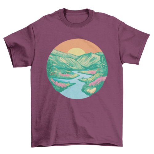 Sunrise landscape nature painting t-shirt