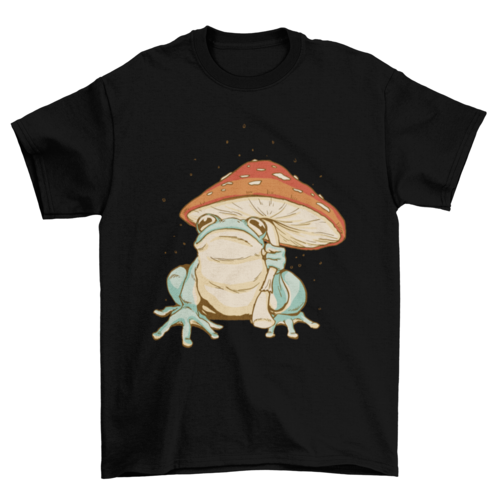 Frog mushroom umbrella t-shirt