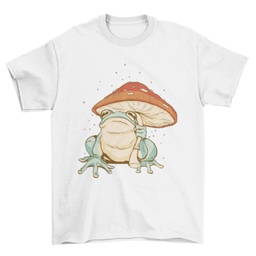 Frog mushroom umbrella t-shirt