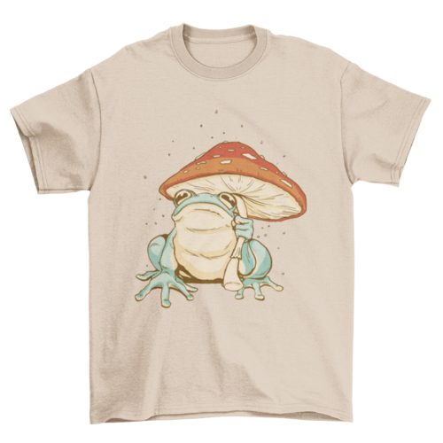 Frog mushroom umbrella t-shirt