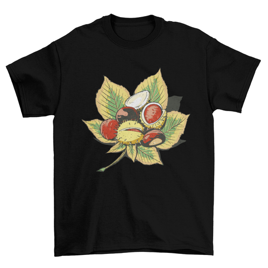 Chestnuts on leaf nature t-shirt