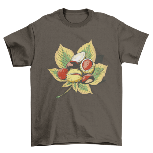 Chestnuts on leaf nature t-shirt