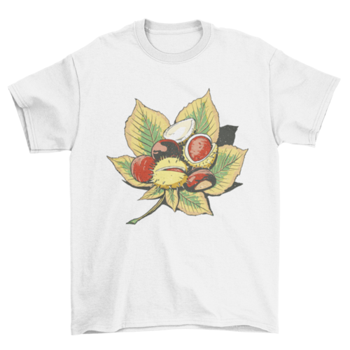 Chestnuts on leaf nature t-shirt