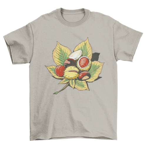 Chestnuts on leaf nature t-shirt