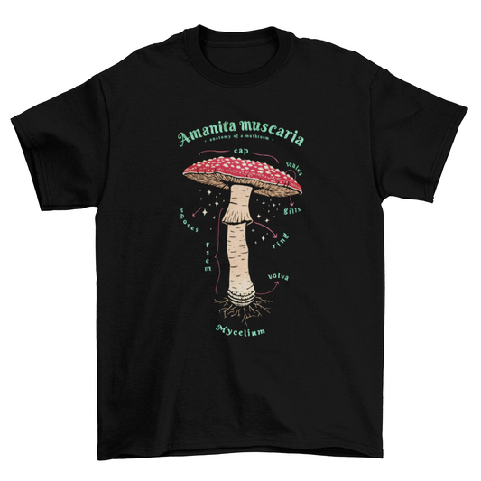 Mushroom anatomy nature t-shirt