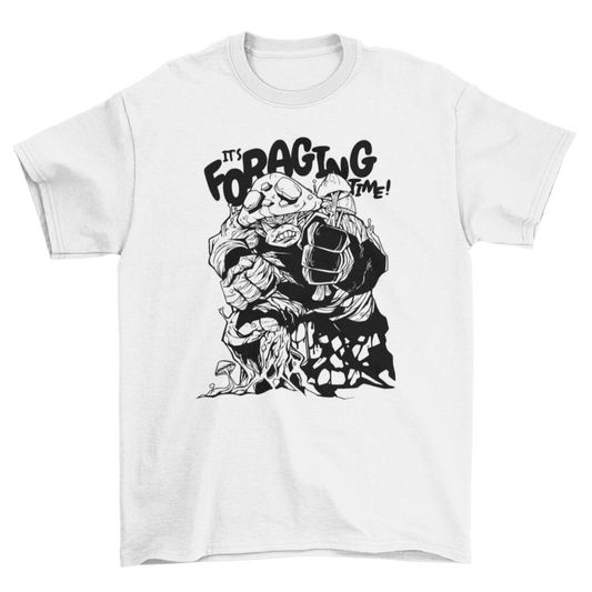 Foraging time mushroom t-shirt