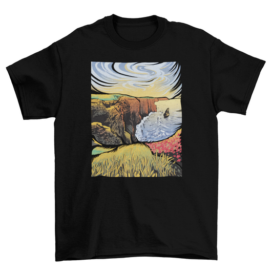 Cliffs of moher painting sea grass landscape nature t-shirt