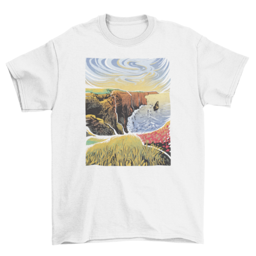 Cliffs of moher painting sea grass landscape nature t-shirt