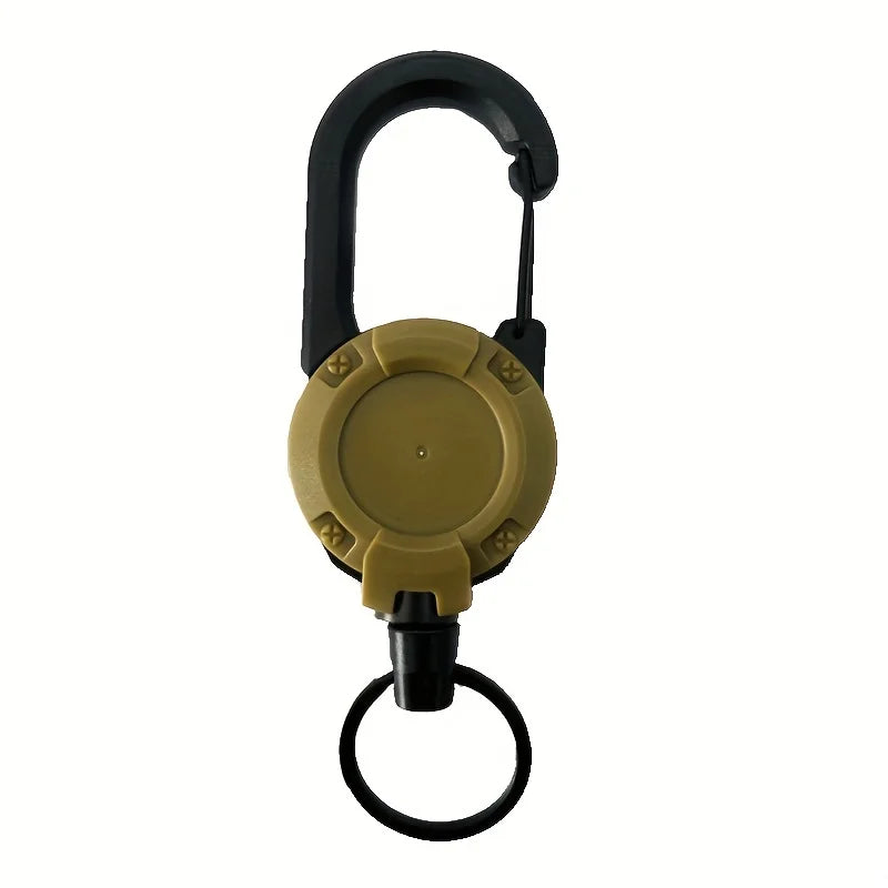 1pc Steel Wire Rope Retractable Pull Reel Carabiner Key Chains Buckle Spring Key Holder Outdoor Sporty Keychain Multiple Tool