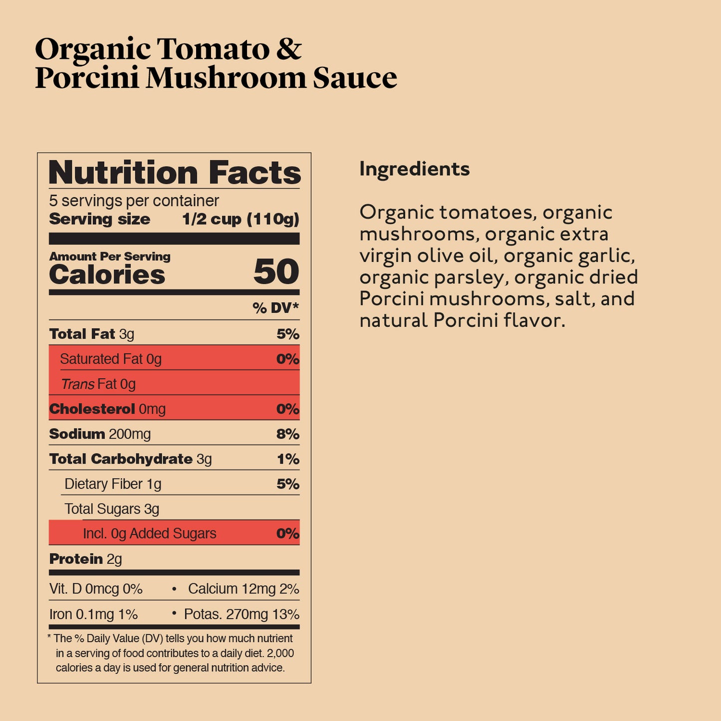 Organic Tomato & Porcini Mushroom Sauce 18.70oz